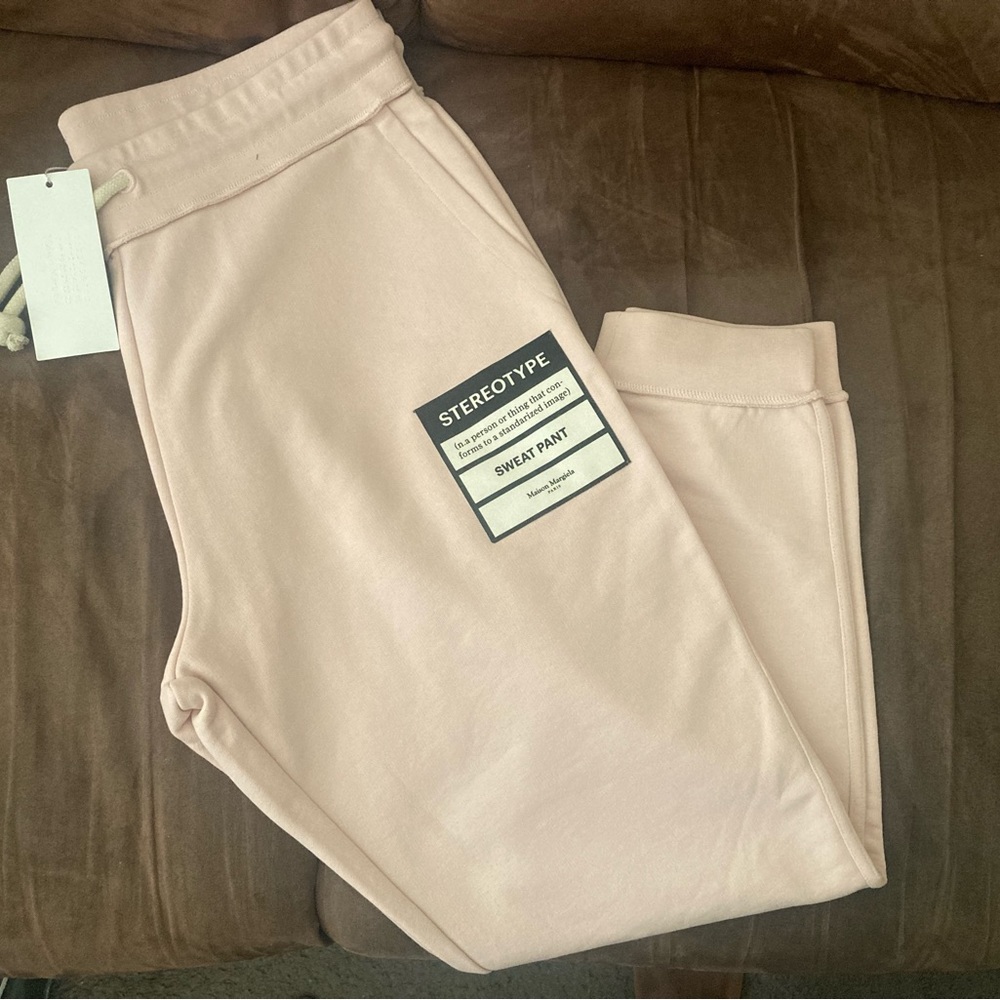 NWT Mens Maison Margiela Stereotype Organic Cotton Sweatpants Size 52 Peony Pink